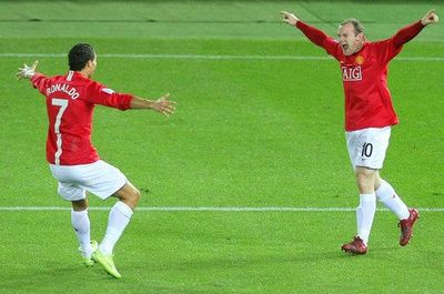 Ronaldo og Rooney fagna marki